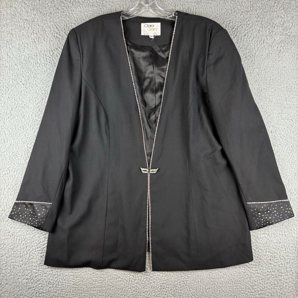 Clara Clara by Vinette Blazer Jacket Women's Size 24 Black Embellished 1 Button